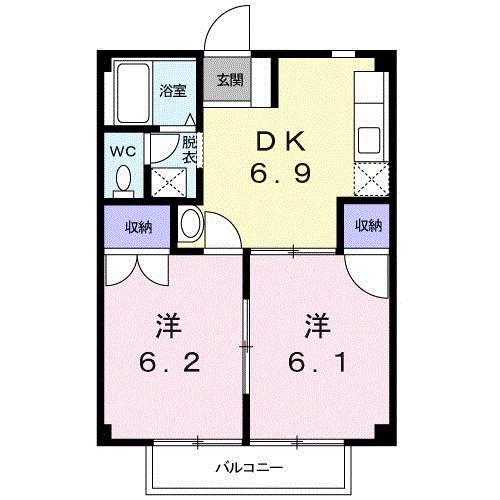 NKMやわら(2DK/2階)の間取り写真