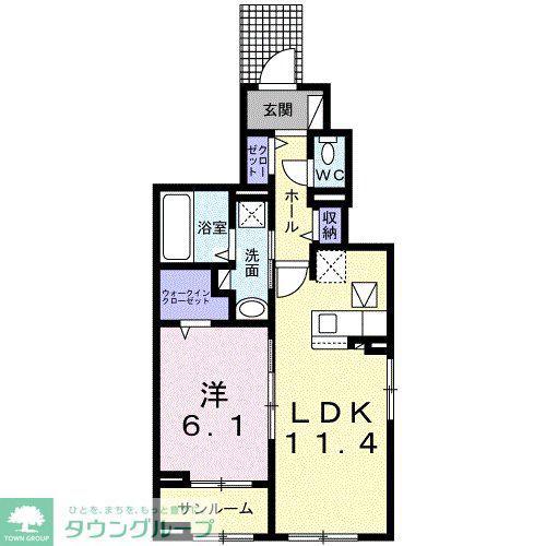 グランメール綾瀬(1LDK/1階)の間取り写真