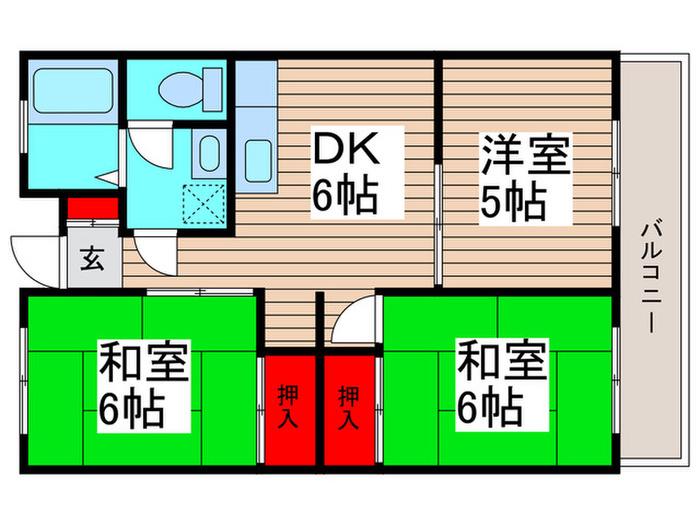 グレース大野(3DK/2階)の間取り写真