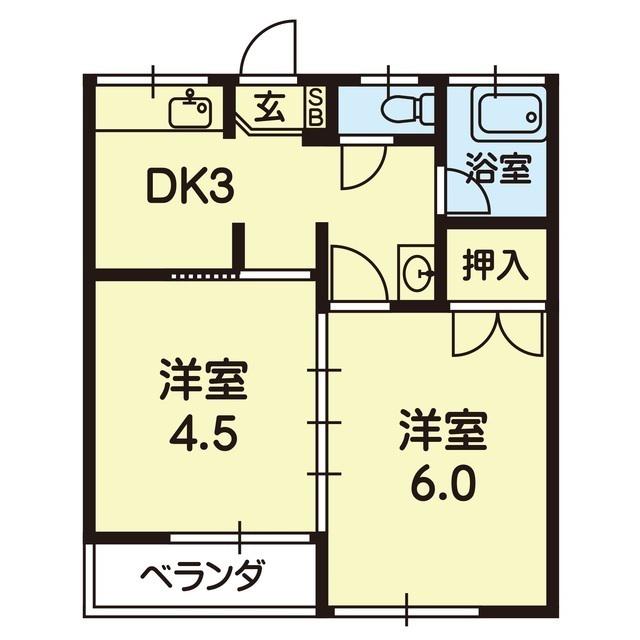SG 八景水谷(2DK/2階)の間取り写真