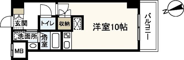 パレグレース中筋(ワンルーム/12階)の間取り写真