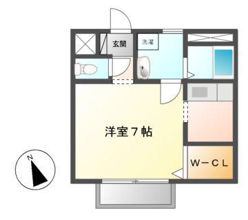 エスポワールII(1K/1階)の間取り写真