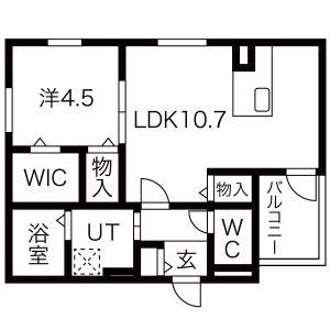 HARUレーベンハイム中村(1LDK/1階)の間取り写真