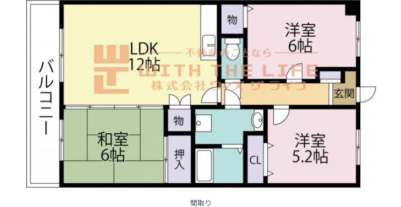 グリーンビル御井(3LDK/3階)の間取り写真