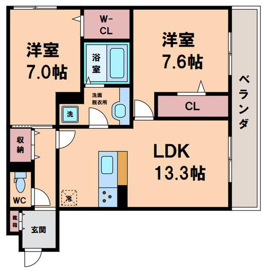 グランコート(2LDK/2階)の間取り写真