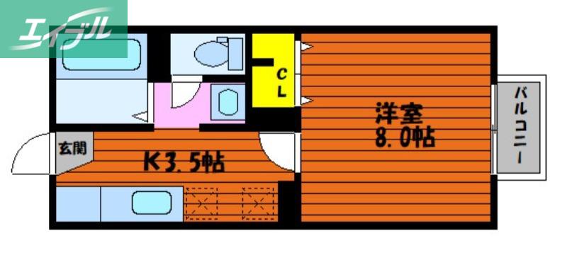 メゾンたちばなC棟(1K/2階)の間取り写真
