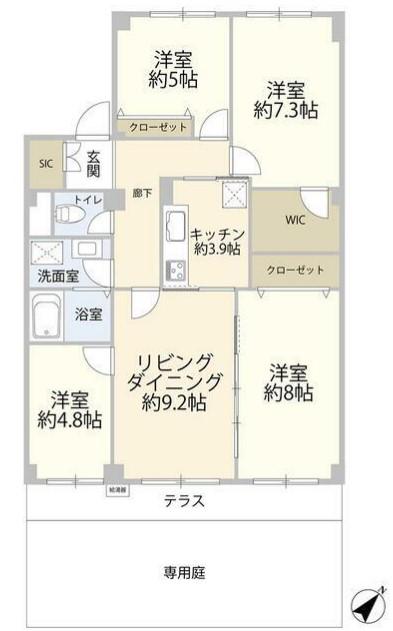 パシフィック我孫子グリーンタウン16号棟(4LDK/1階)の間取り写真