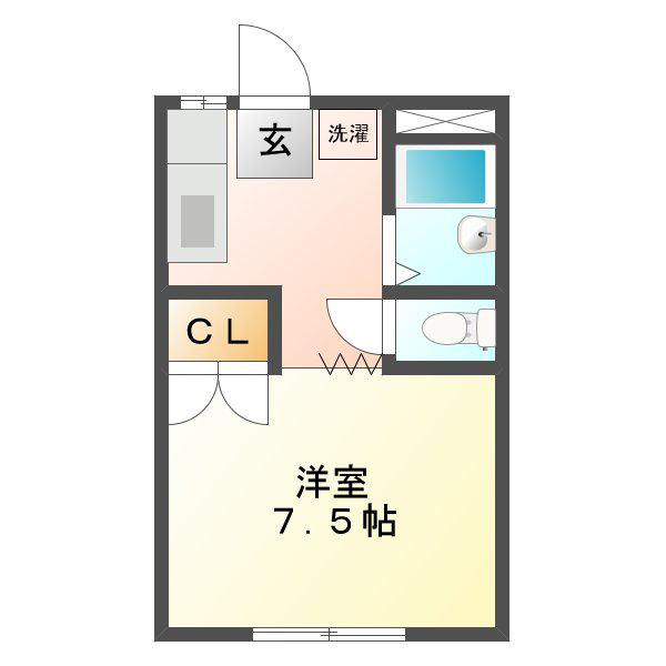 ハイムヒラタ(1K/2階)の間取り写真