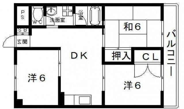 ボナール山本(3LDK/1階)の間取り写真
