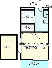 レオパレス21南鴻池(1K/2階)の間取り写真