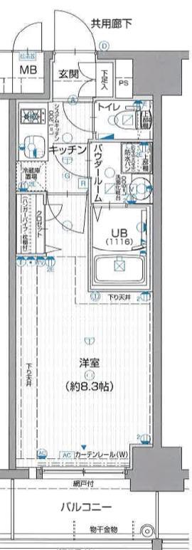 エスリード大阪グランゲート(1K/7階)の間取り写真