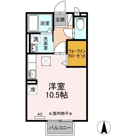 パースィモン(ワンルーム/1階)の間取り写真
