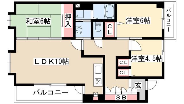 グランクール自由ヶ丘(3LDK/2階)の間取り写真