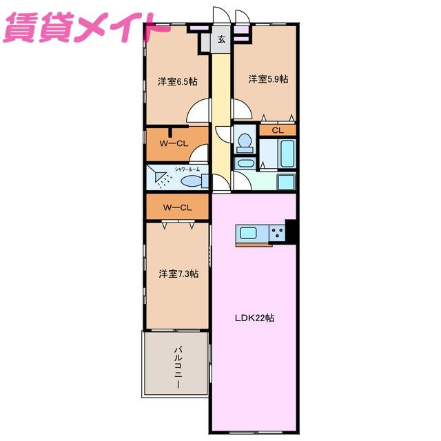クオーレ トラスト II(3LDK/2階)の間取り写真