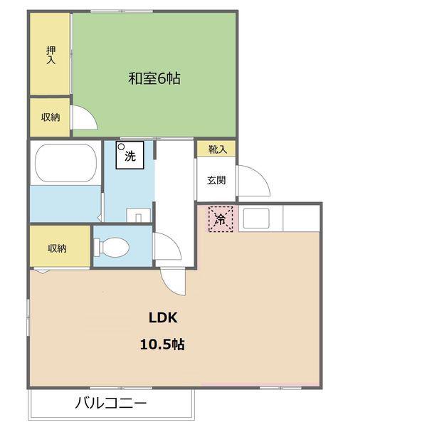シティー江戸B棟(1LDK/2階)の間取り写真