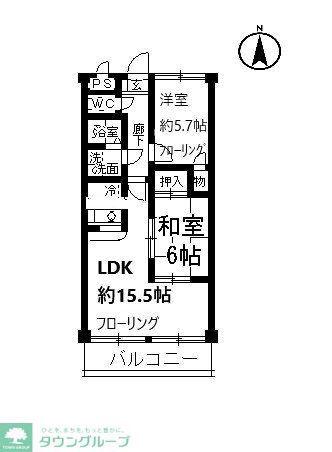 サンプレミール浦和(2LDK/3階)の間取り写真