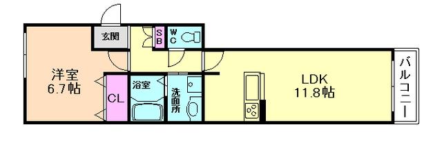 アトリエールエイチ(1LDK/1階)の間取り写真