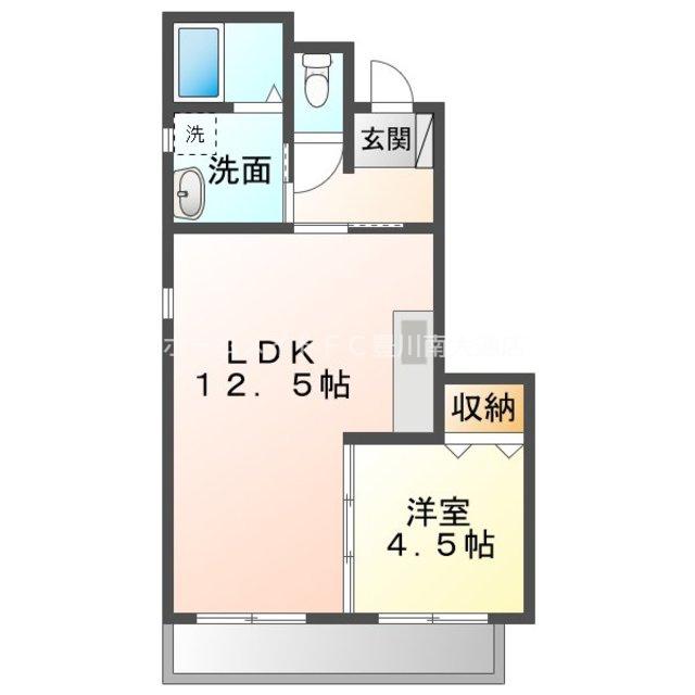 フラットK(1LDK/2階)の間取り写真