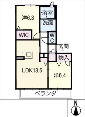 コーラル(2LDK/3階)の間取り写真