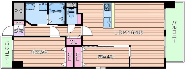 ロイヤルカーサ江坂東(2LDK/2階)の間取り写真