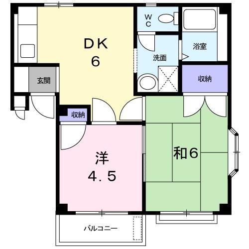 メゾンアイリス II(2DK/1階)の間取り写真