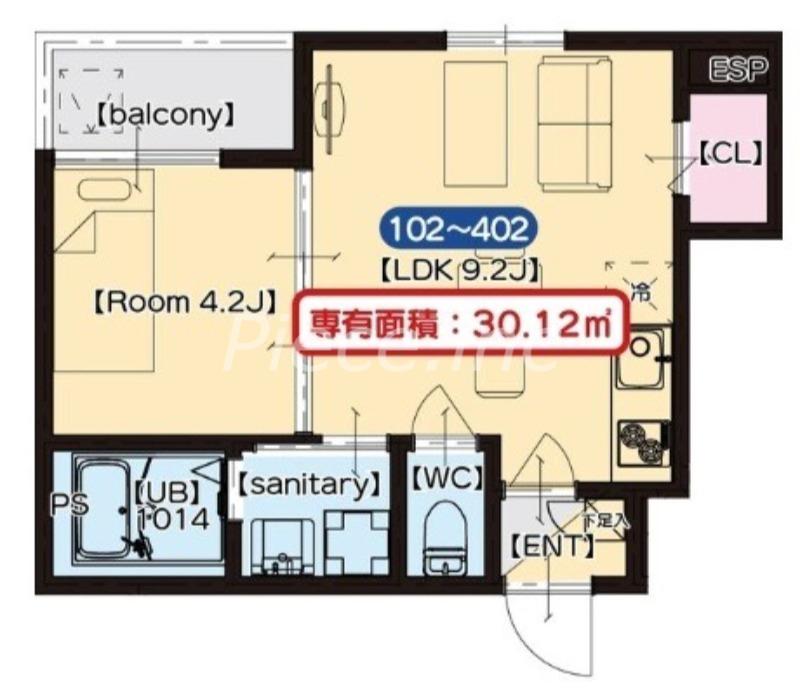 M-CITY大阪十三(1LDK/4階)の間取り写真