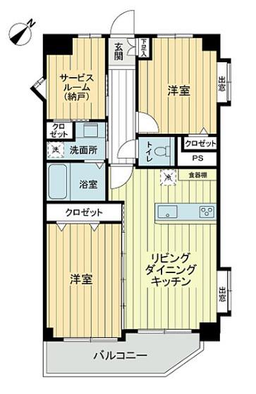 ライオンズマンション中央林間駅前(2SLDK/5階)の間取り写真