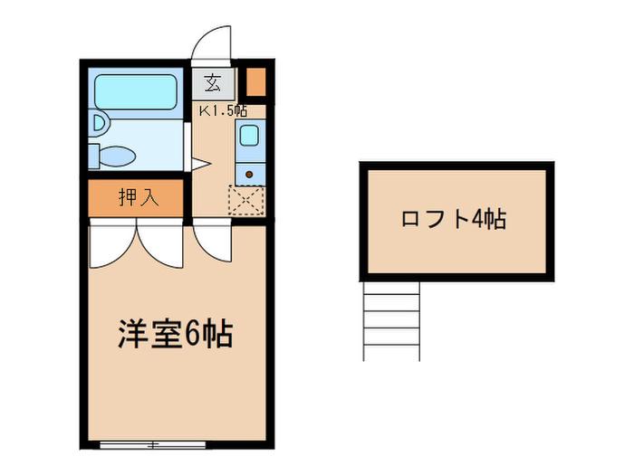 染東ハイツII(1K/2階)の間取り写真