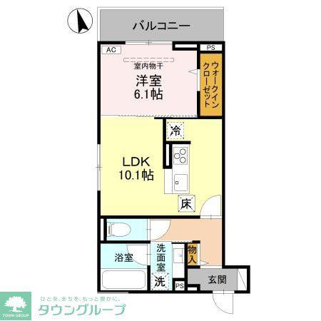D-ROOM春日部大場(1LDK/1階)の間取り写真