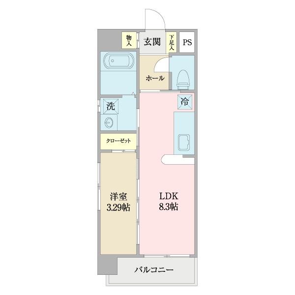 レ・リシェス仙台駅東(1LDK/4階)の間取り写真
