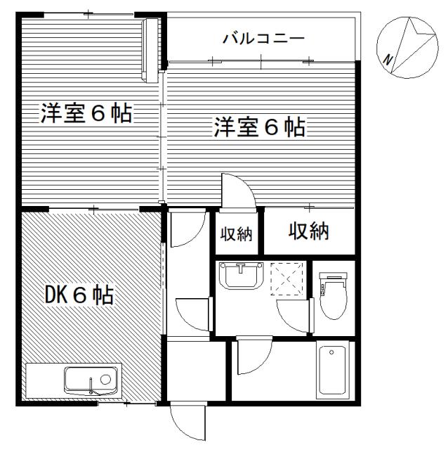 昭和マンション(2DK/2階)の間取り写真