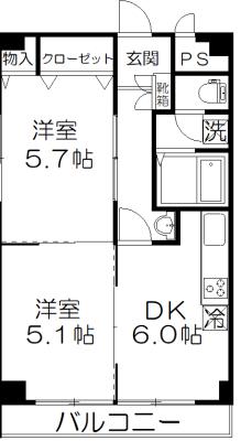 グラースビ高島平(2DK/4階)の間取り写真