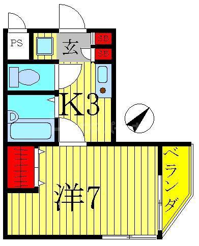 エルシオンII(1K/2階)の間取り写真