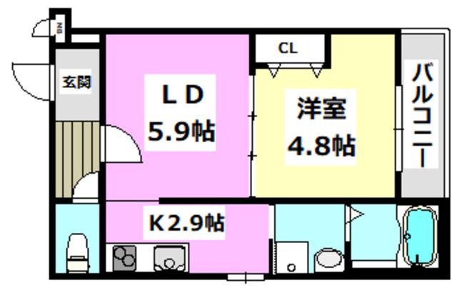 フジパレス千里丘東(1LDK/1階)の間取り写真