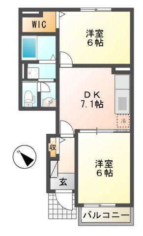 マーガレットハウス(2DK/1階)の間取り写真