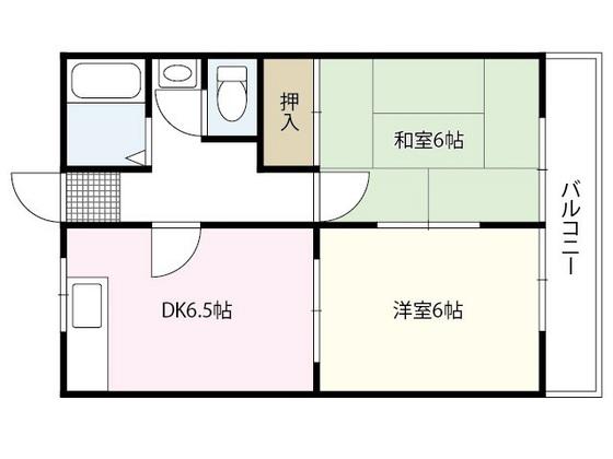 アビタシオン庚午 B棟(2DK/1階)の間取り写真