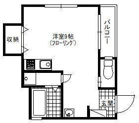 リッツハウス国立(ワンルーム/1階)の間取り写真