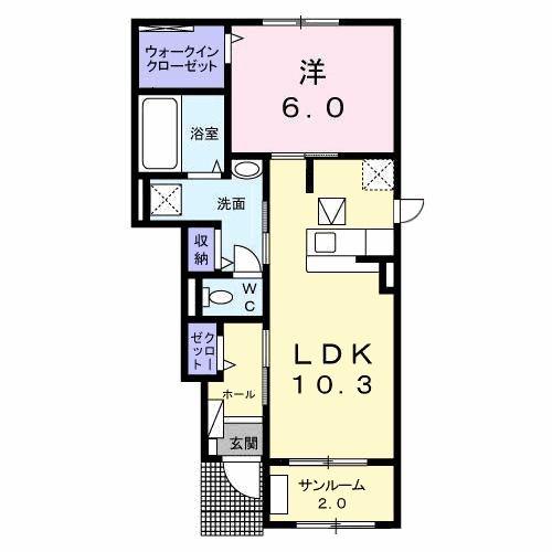 アグニS(1LDK/1階)の間取り写真