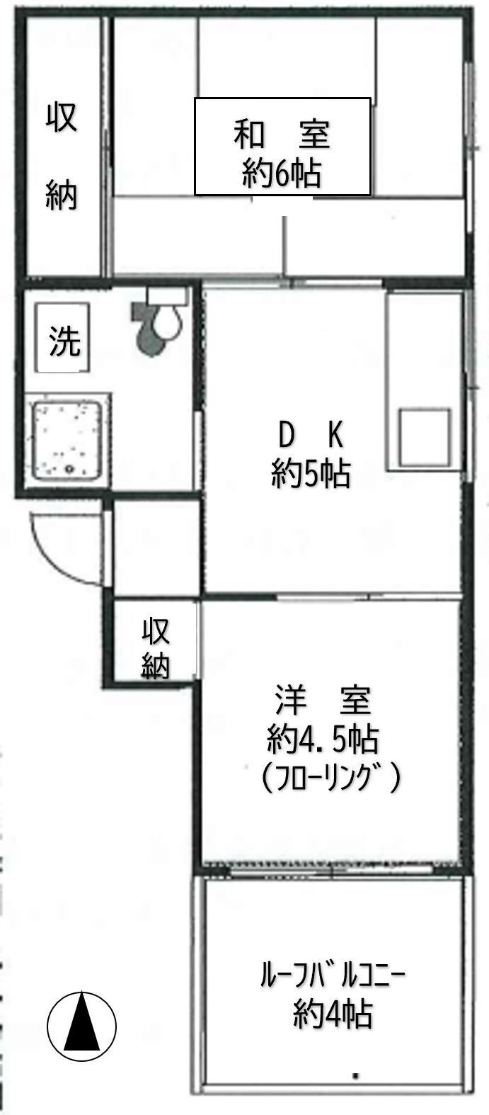グレン四谷(2DK/4階)の間取り写真