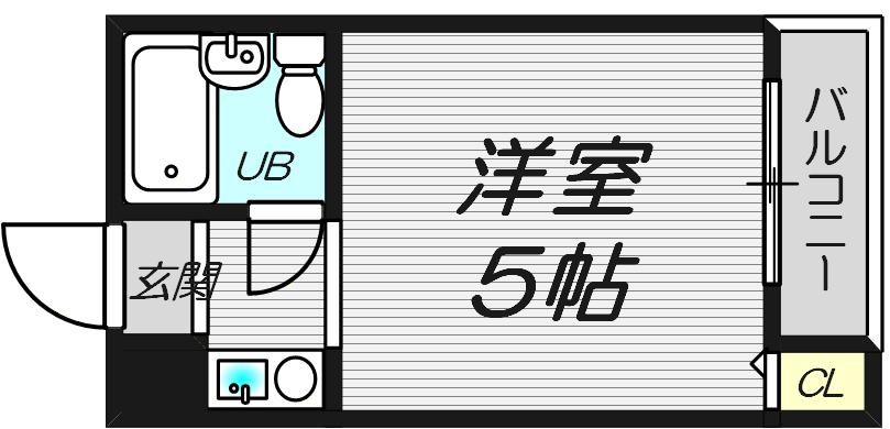 アパートメント東淀川III(1K/5階)の間取り写真