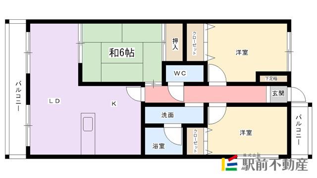 パークレーン六ツ門(3LDK/11階)の間取り写真