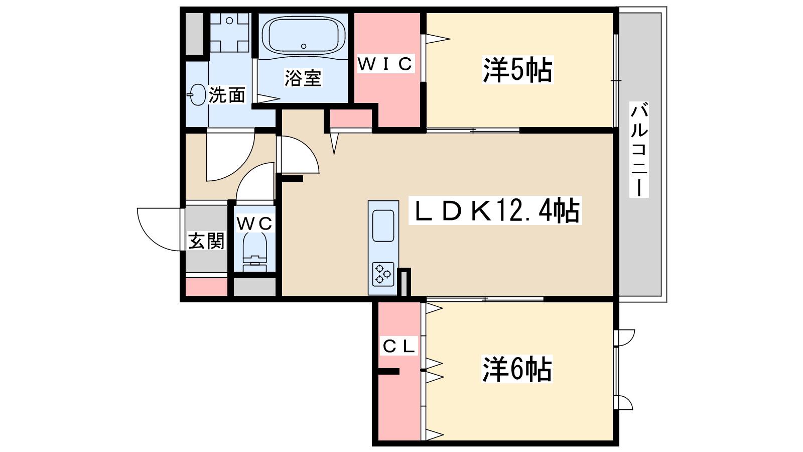 アベニール(2LDK/3階)の間取り写真