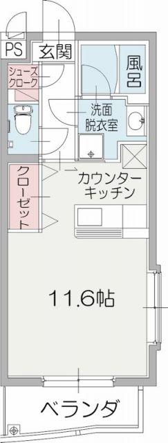 ウエストヒルズ(ワンルーム/1階)の間取り写真