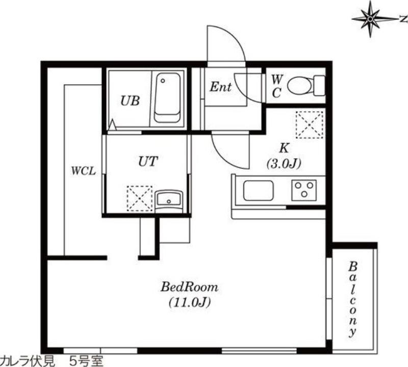 カレラ伏見(1K/3階)の間取り写真