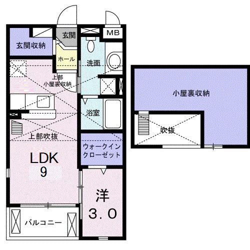 ヌウボー・メゾン(1LDK/2階)の間取り写真