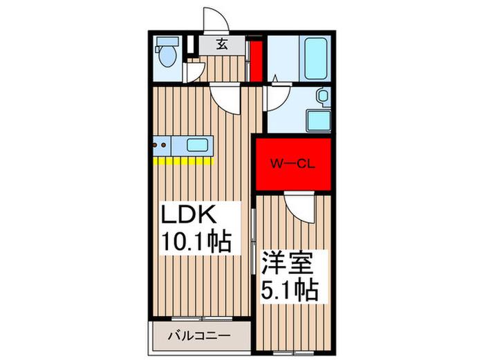 シエーナ武蔵藤沢(1LDK/2階)の間取り写真