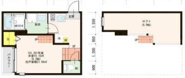 ピノヴィラージュ福住町(1K/1階)の間取り写真