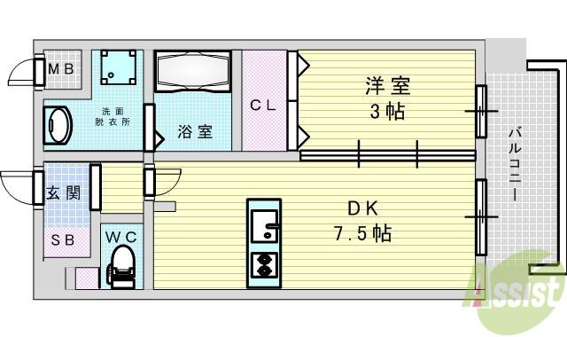 サンメゾン14(1DK/2階)の間取り写真