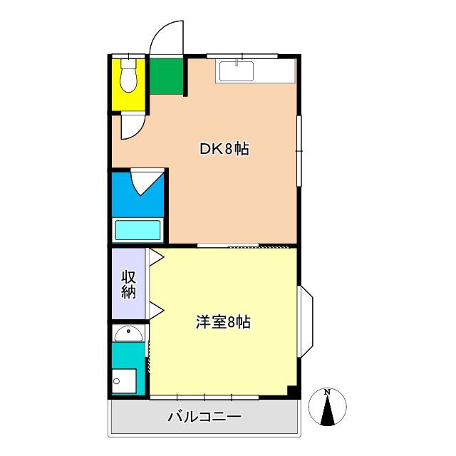 南比島ハイツ(1LDK/2階)の間取り写真