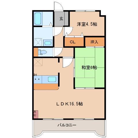 ルネスアクトI(2LDK/1階)の間取り写真